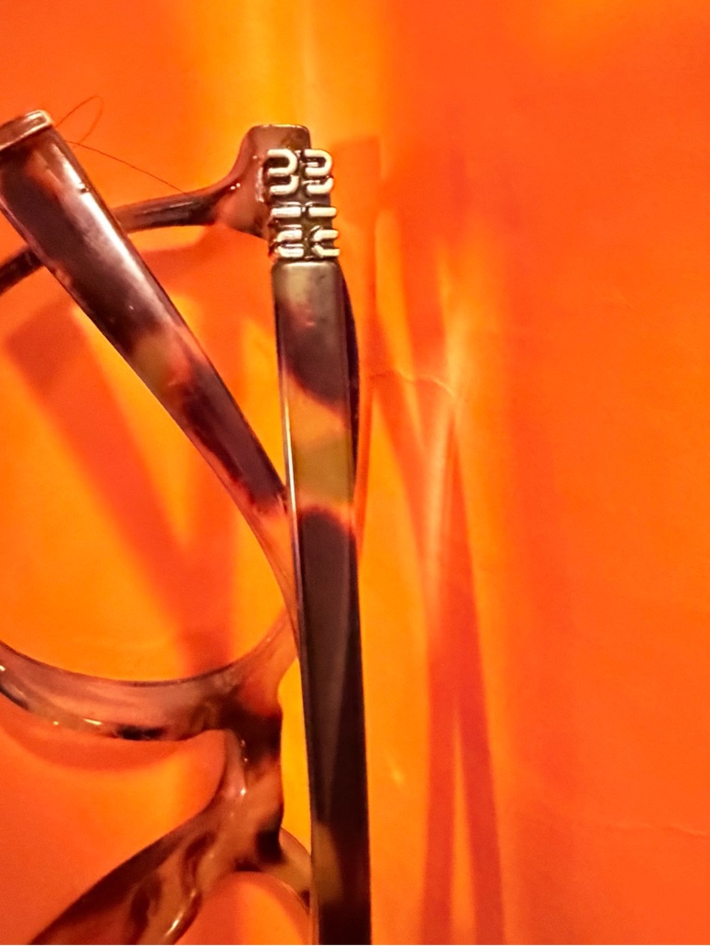 Miu Miu Orange and Gold Eyewear Temple Detail ~NON PRESCRIPTION LENS - Picture 4 of 6